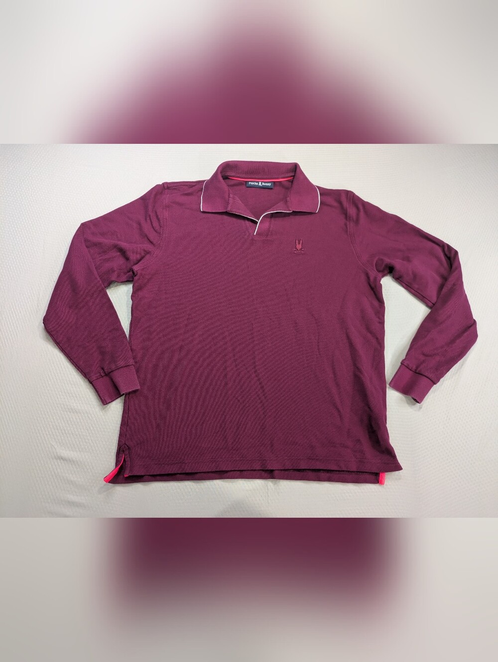 Psycho Bunny Pima Cotton Polo Shirt Long Sleeve Collared Mens Medium Red